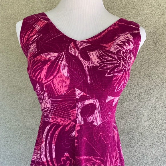 🌺 Vintage Barkcloth Muumuu Maxi-Dress Fuchsia 🌺 - Picture 4 of 12